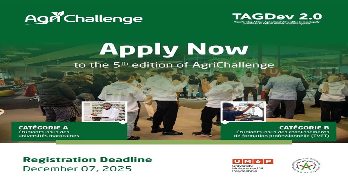 AgriChallenge 5ᵉ édition : mobiliser les étudiants marocains pour l’innovation agricole l Dates-concours.ma